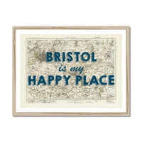 Bristol is my Happy Place Art Print | Vintage Map Print of Bristol - Framed Wall Art
