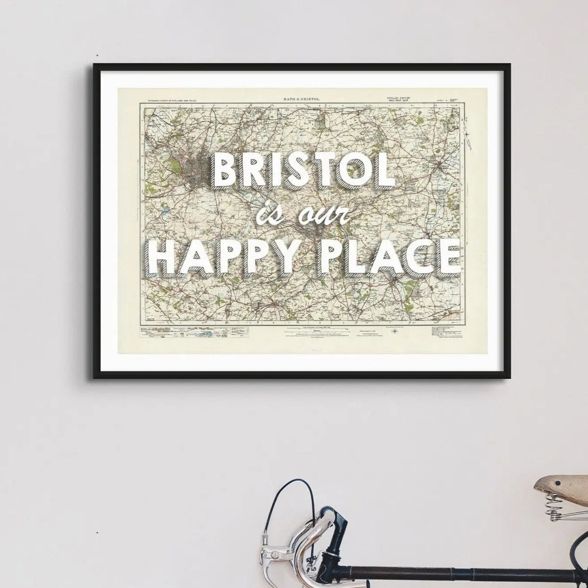 Bristol is our Happy Place Art Print | Vintage Map Print of Bristol - Unframed Wall Art