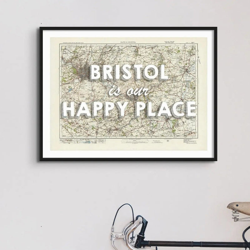 Bristol is our Happy Place Art Print | Vintage Map Print of Bristol - Unframed Wall Art