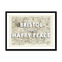 Bristol is our Happy Place Art Print | Vintage Bristol Map Print | Bristol - Framed Wall Art