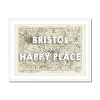 Bristol is our Happy Place Art Print | Vintage Bristol Map Print | Bristol - Framed Wall Art