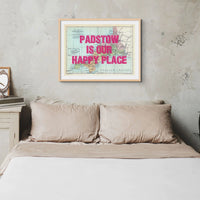 Custom Cornwall Map Print | Personalised Art Print with Pink Font - Unframed Wall Art
