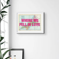 Custom Cornwall Map Print | Personalised Art Print with Pink Font - Unframed Wall Art