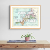 Custom Cornwall Map | Personalised Map Art Print | White Vintage Font - Framed Wall Art