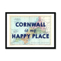 Cornwall is my Happy Place Print | Vintage Map Art | Cornwall Print - Framed Wall Art
