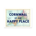 Cornwall is my Happy Place Print | Vintage Map Art | Cornwall Map Print- Unframed Wall Art