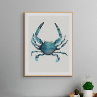 Crab Painting Print | Watercolour Shellfish Art - Framed Wall Art