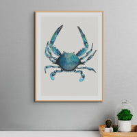 Blue Crab Painting Print - Watercolour Shellfish Art - Unframed Kitchen Wall Art