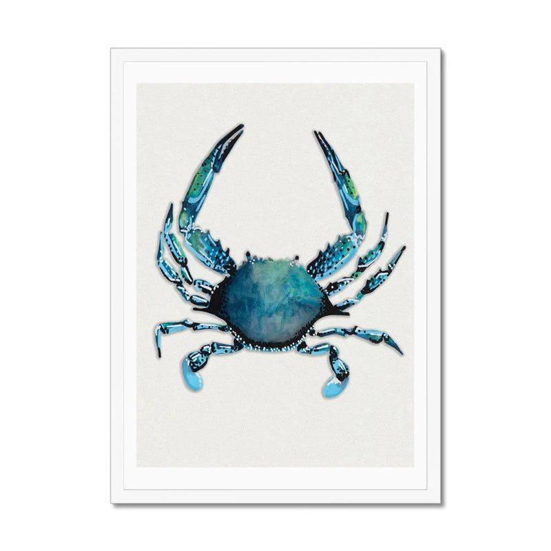 Crab Painting Print | Watercolour Shellfish Art - Framed Wall Art
