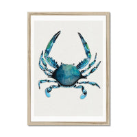 Crab Painting Print | Watercolour Shellfish Art - Framed Wall Art