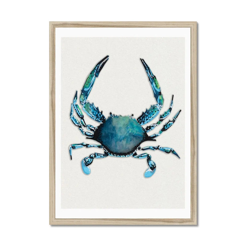 Crab Painting Print | Watercolour Shellfish Art - Framed Wall Art