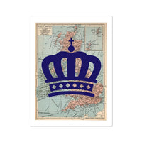 "The Crown" Queen's Platinum Jubilee Special Edition (United Kingdom Map) Vintage Map Art - Unframed - Beach House Art