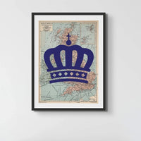 "The Crown" Queen's Platinum Jubilee Special Edition (United Kingdom Map) Vintage Map Art - Unframed - Beach House Art