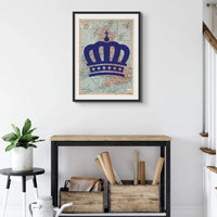 "The Crown" Queen's Platinum Jubilee Special Edition (United Kingdom Map) Vintage Map Art - Framed - Beach House Art