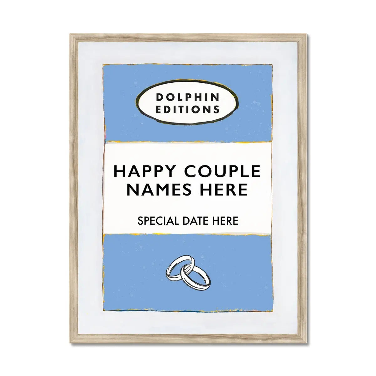 Wedding Art Print | Custom Name Print | Engagement Print | Cornish Blue - Framed Wall Art
