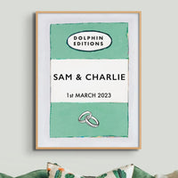 Wedding Present Art Print | Custom Name Print | Engagement Gift Print | Jade Green - Framed Wall Art