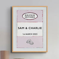 personalised wedding gifts | Custom Name Print | Anniversary gift art print in Pink - Framed Wall Art