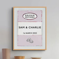 personalised wedding gifts | Custom Name Print | Anniversary gift art print in Pink - Unframed wall art