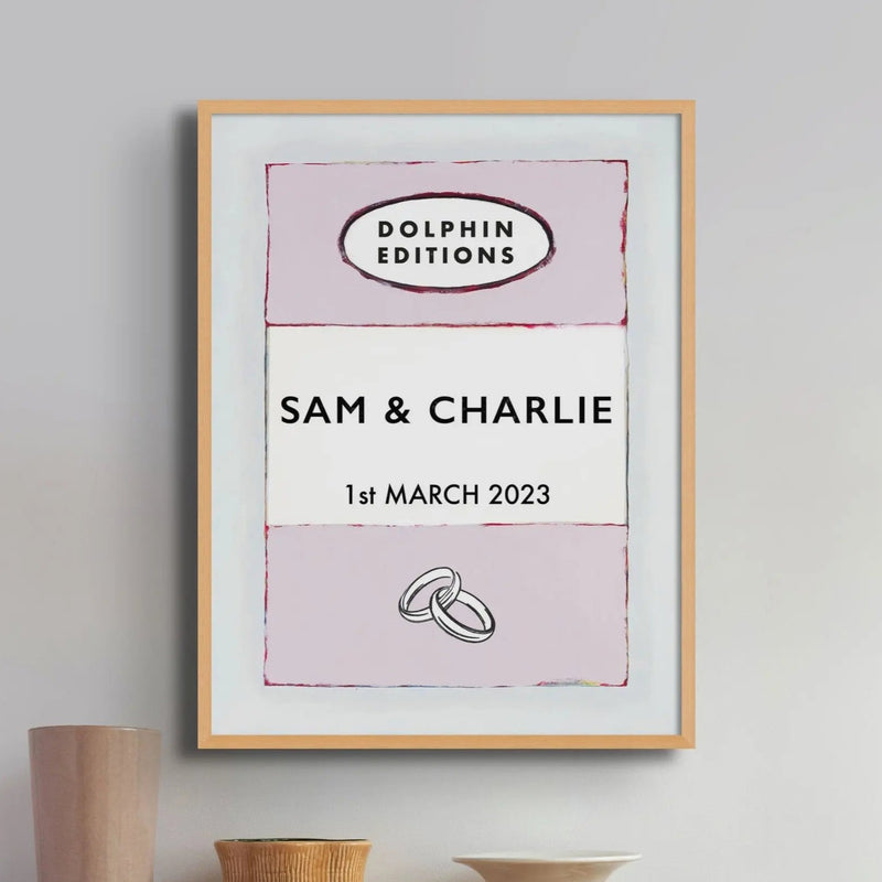 personalised wedding gifts | Custom Name Print | Anniversary gift art print in Pink - Unframed wall art