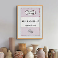 personalised wedding gifts | Custom Name Print | Anniversary gift art print in Pink - Unframed wall art