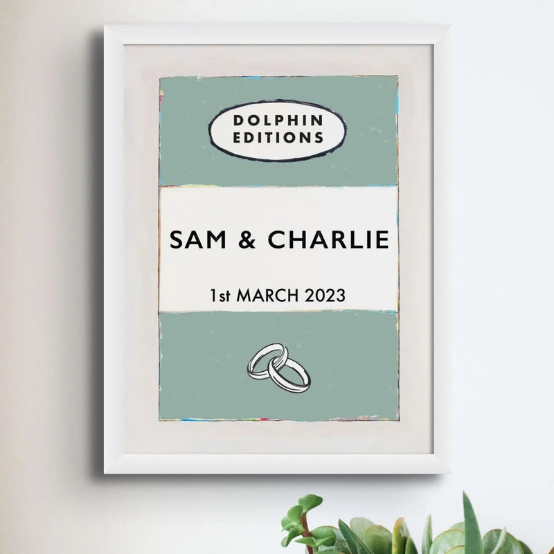 personalised wedding gifts | Custom Name Print | Anniversary gift art print in Green - Unframed wall art