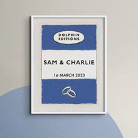 personalised wedding gifts | Custom Name Print | Anniversary gift art print in Blue - Unframed Wall Art