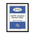 personalised wedding gifts | Custom Name Print | Anniversary gift art print in Blue - Framed Wall Art