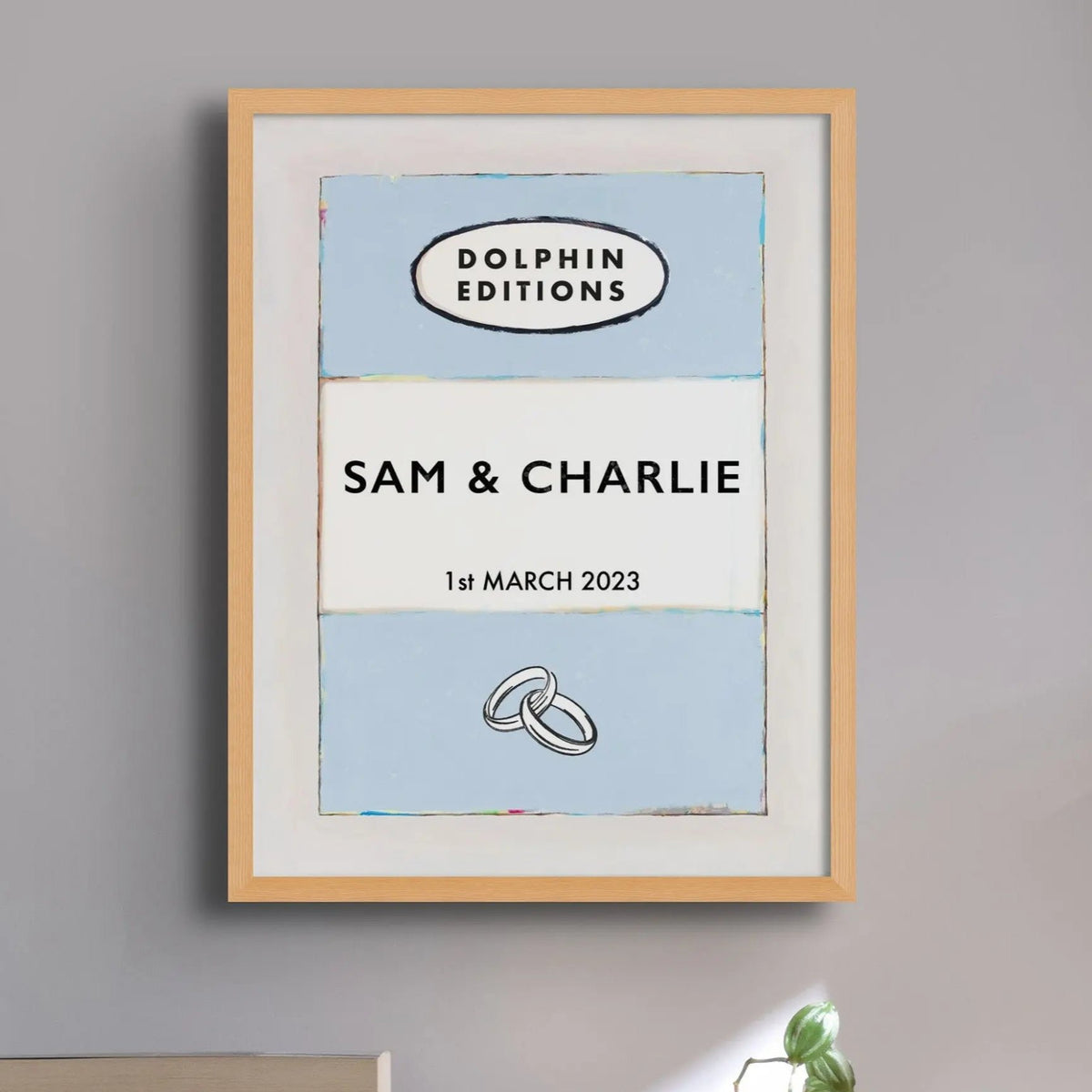 personalised wedding gifts | Custom Name Print | Anniversary gift art print in Blue - unframed wall art