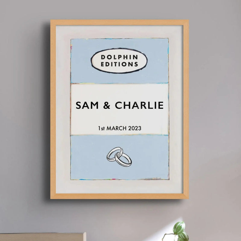 personalised wedding gifts | Custom Name Print | Anniversary gift art print in Blue - unframed wall art