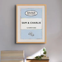 personalised wedding gifts | Custom Name Print | Anniversary gift art print in Blue - unframed wall art