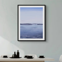 a moody painting at dawn on a beach near Padstow on a wall above a table desk - Beach House Art