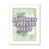 Devon: Happiness Comes in Waves (Devon Map) Vintage Map Art - Framed - Beach House Art
