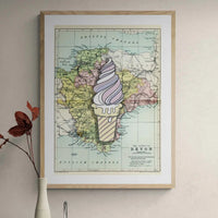 Devon Ice Cream (Devon Map) Vintage Map Art - Unframed - Beach House Art