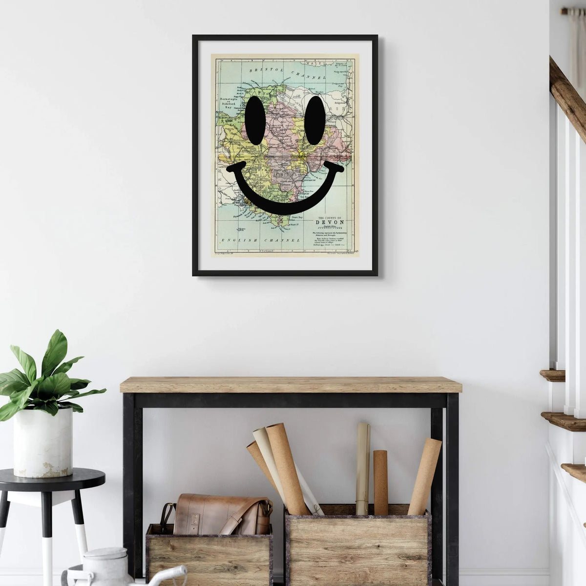 Devon Makes Me Happy (Devon Map) Vintage Map Art - Unframed - Beach House Art