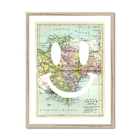 Devon Makes Me Happy White (Devon Map) Vintage Map Art - Framed - Beach House Art