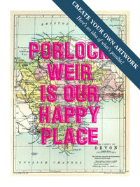 Map print of Devon | Personalised Map Print | Map Print with custom wording - Unframed wall art