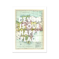 Devon is our Happy Place (Devon Map) Vintage Map Art - Unframed - Beach House Art