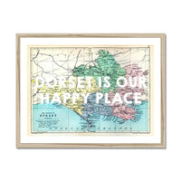 Dorset is our Happy Place (Dorset Map) Vintage Map Art - Framed - Beach House Art