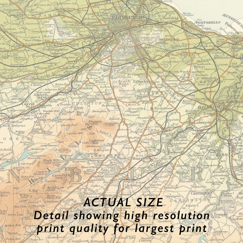 Edinburgh Vintage Map Print | Custom Map Print of Edinburgh - Unframed Wall Art