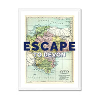 Escape to Devon (Devon Map) Vintage Map Art - Framed - Beach House Art