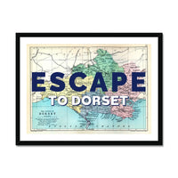 Escape to Dorset (Dorset Map) Vintage Map Art - Framed - Beach House Art