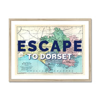 Escape to Dorset (Dorset Map) Vintage Map Art - Framed - Beach House Art