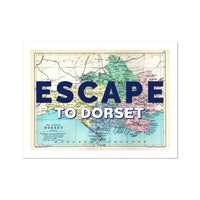 Escape to Dorset (Dorset Map) Vintage Map Art - Unframed - Beach House Art