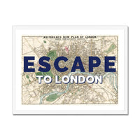 Escape to London (London Map) Vintage Map Art - Framed - Beach House Art
