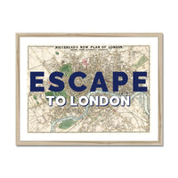 Escape to London (London Map) Vintage Map Art - Framed - Beach House Art