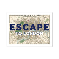 Escape to London (London Map) Vintage Map Art - Unframed - Beach House Art
