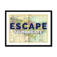 Escape to Margate (Kent Map) Vintage Map Art - Framed - Beach House Art