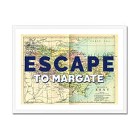 Escape to Margate (Kent Map) Vintage Map Art - Framed - Beach House Art