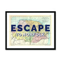 Escape to Norfolk (Norfolk Map) Vintage Map Art - Framed - Beach House Art