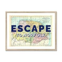 Escape to Norfolk (Norfolk Map) Vintage Map Art - Framed - Beach House Art